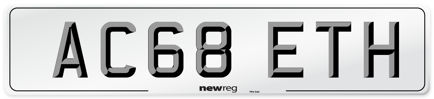 AC68 ETH Number Plate from New Reg